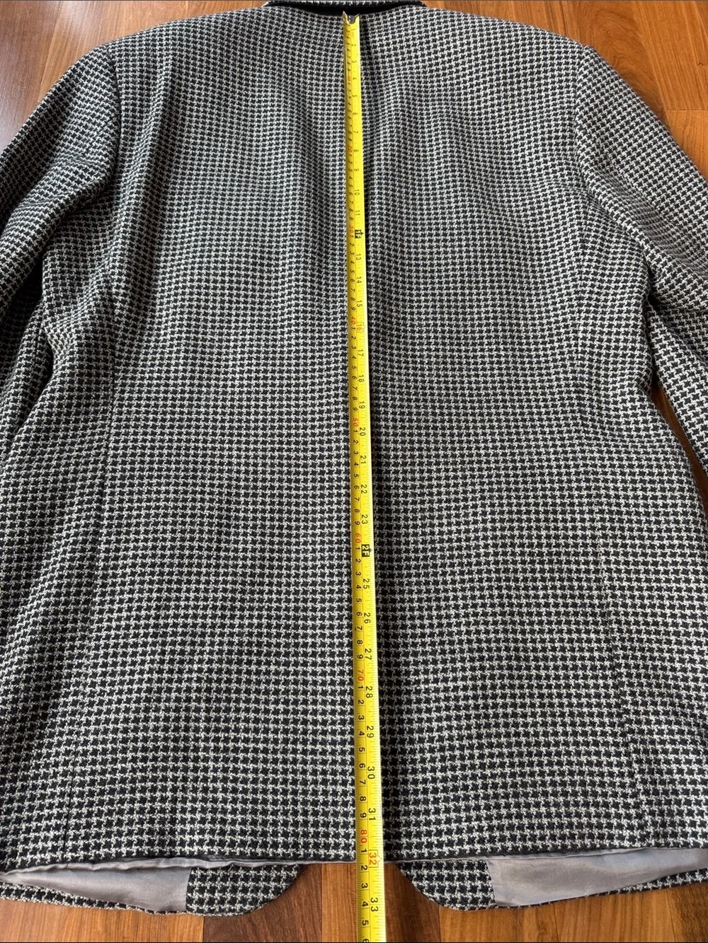 VTG 90s BOSS Hugo Boss Black & White Houndstooth Sport Coat 44L - Made In USA